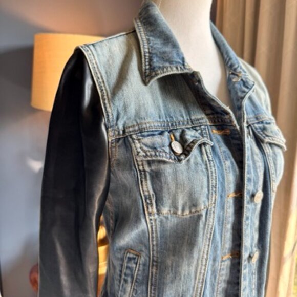 Talula Aritzia Denim and Vegan Leather Jacket - Picture 5 of 12